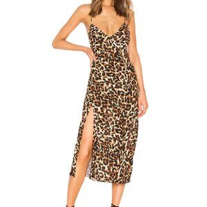 RESA Leopard Print Midi Dress in Brown and Black